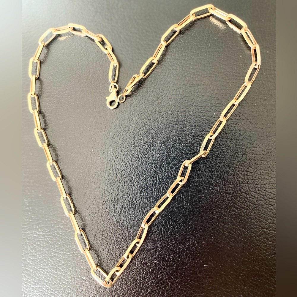 Solid Gold Paperclip Chain Necklace